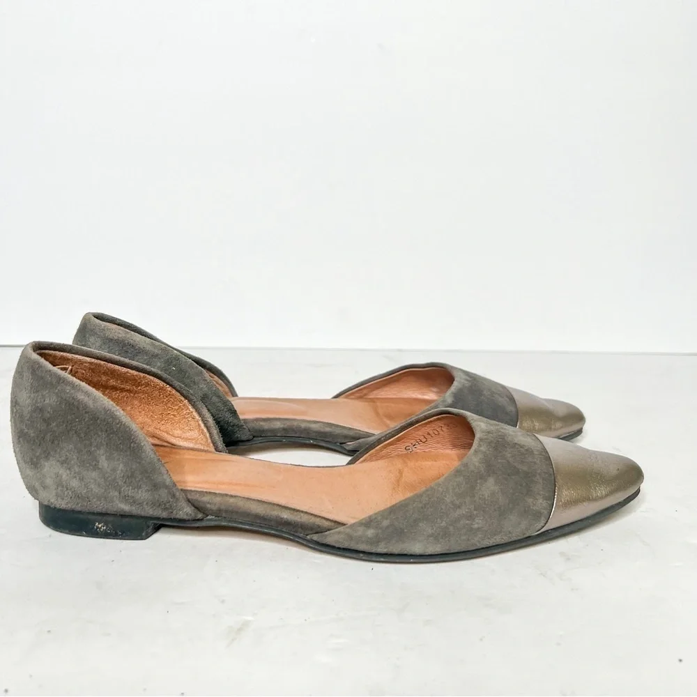 J. Jill Grey Silver Suede Leather Two Tone Pointed Flats Size 7 Women’s